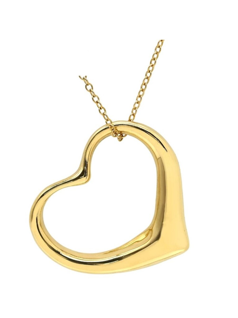 Tiffany & Co Necklace Open Heart 36 Yellow Gold T& 18K Elsa Peretti Long Large